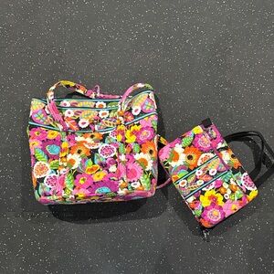 Vera Bradley Floral Multicolor Women's Bag and (hard) IPad case Set